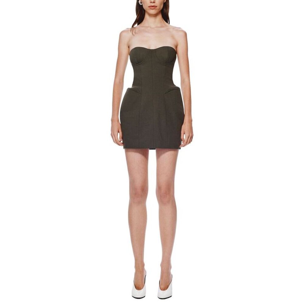 Misha Womens  The 'Delta' Suiting Wool-Blend Mini Dress, Green